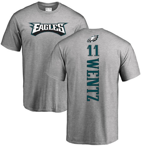 Men Philadelphia Eagles #11 Carson Wentz Ash Backer NFL T Shirt->philadelphia eagles->NFL Jersey